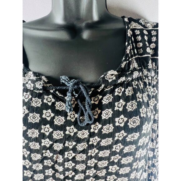 Angie Boho Dress Black & White Floral Print Long Sleeve Medium - Picture 2 of 10